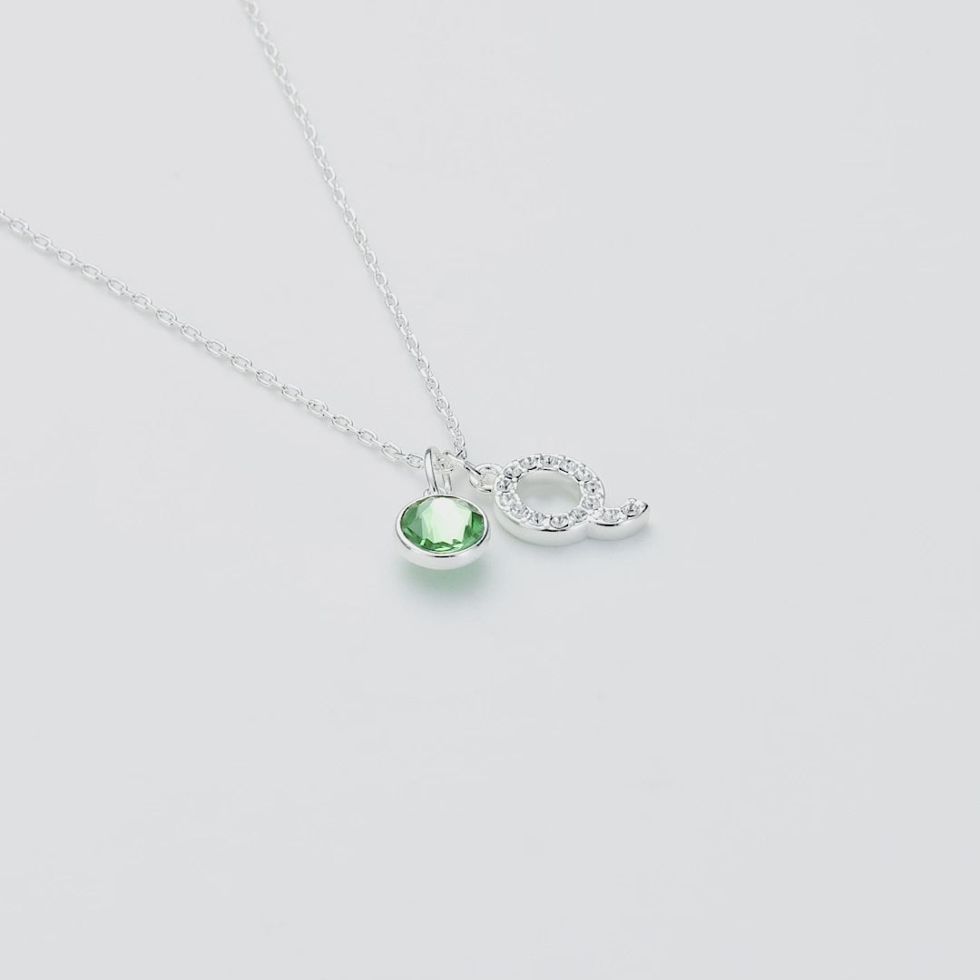 Pave Initial Q Necklace with Birthstone Charm Created with Zircondia® Crystals