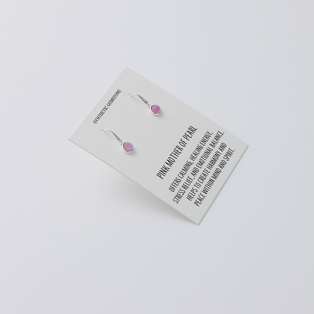 Pink Mother of Pearl Drop Earrings with Quote Card