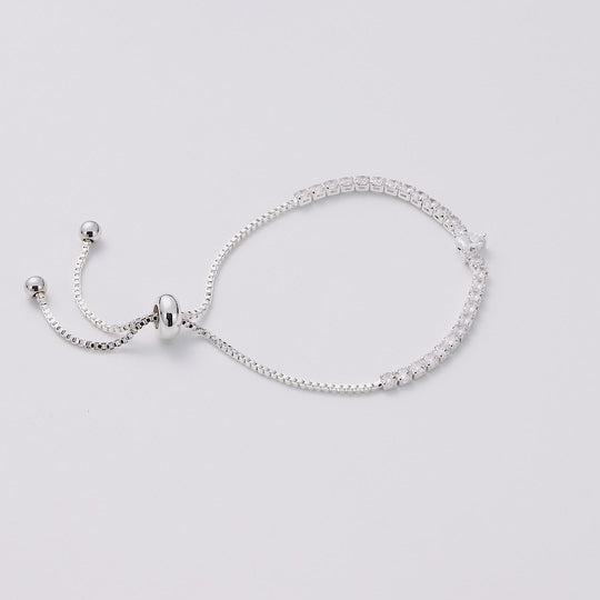Silver Plated Heart Solitaire Friendship Bracelet Created with Zircondia® Crystals
