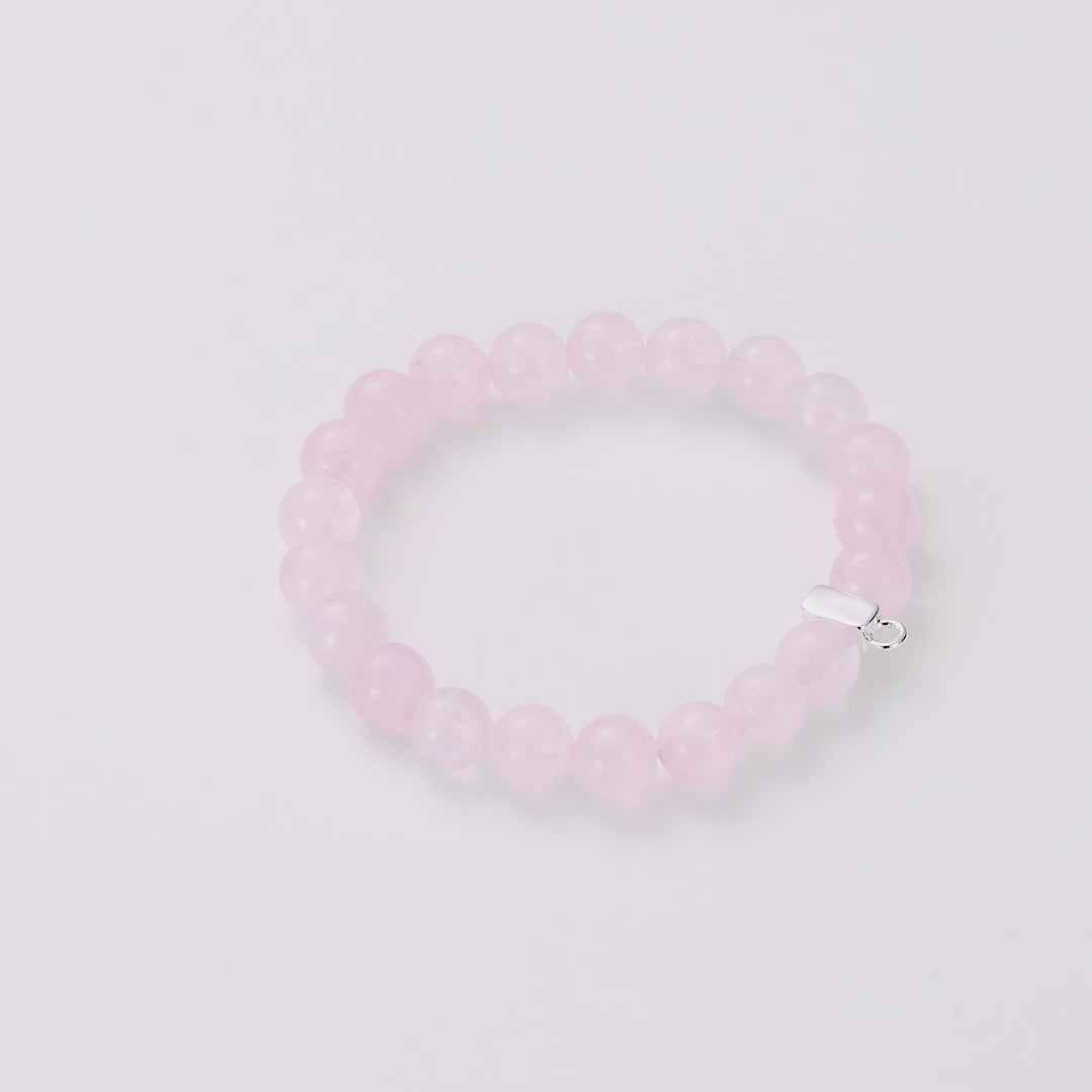 Rose Quartz Gemstone Charm Stretch Bracelet