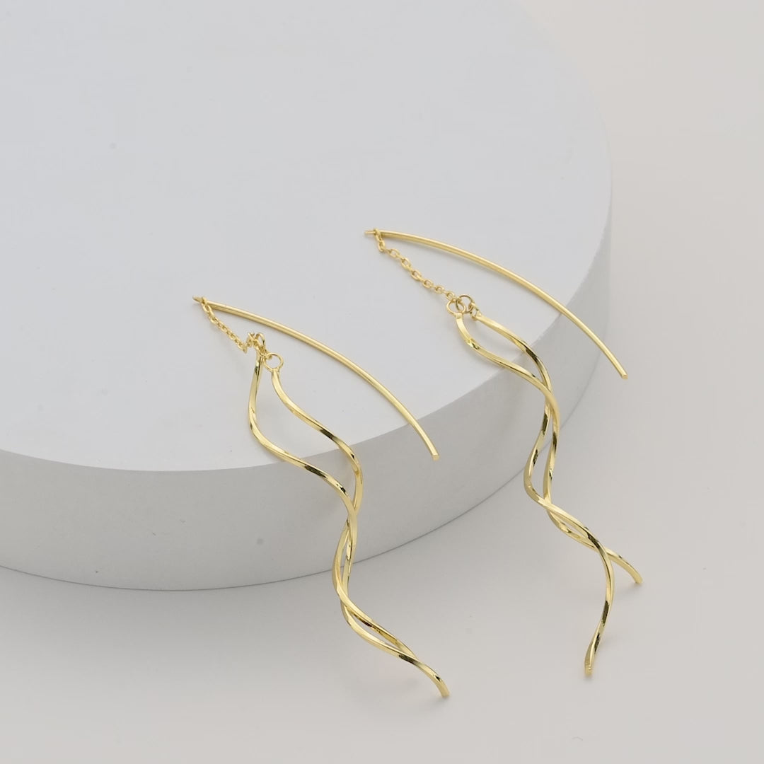Gold Plated Spiral Thread Earrings Video
