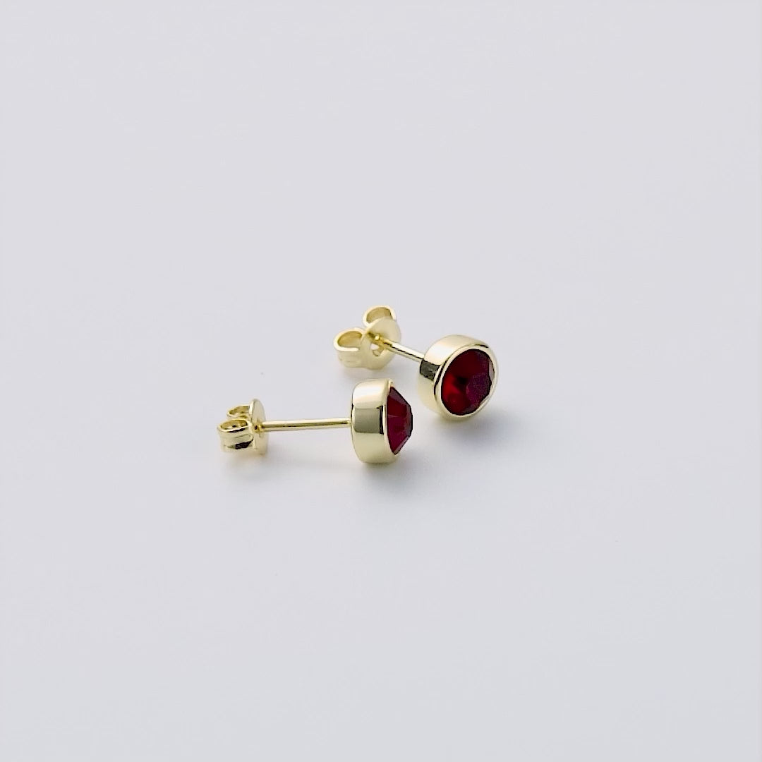 18k Gold Plated Red Stud Earrings Created with Zircondia® Crystals