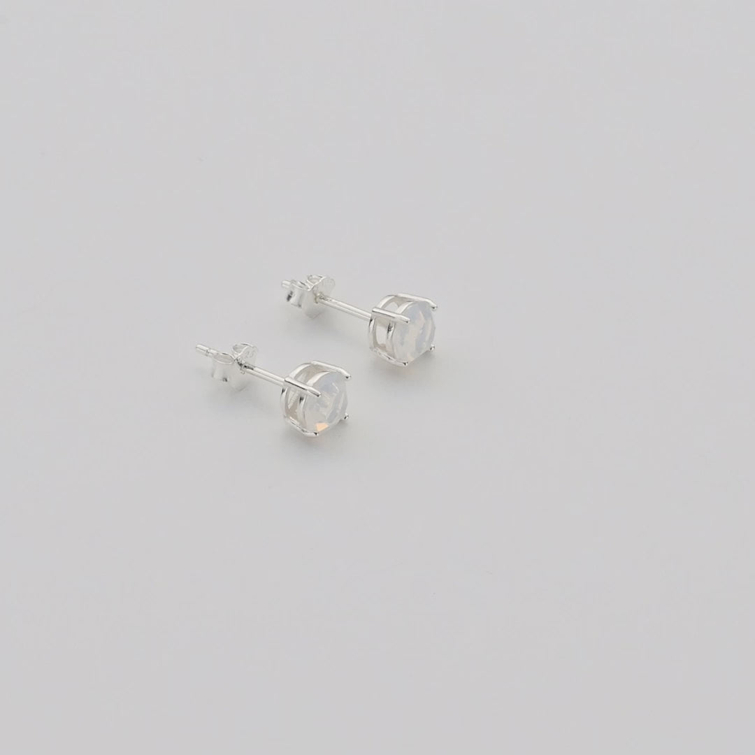 Sterling Silver October (Opal) Birthstone Earrings Created with Zircondia® Crystals Video