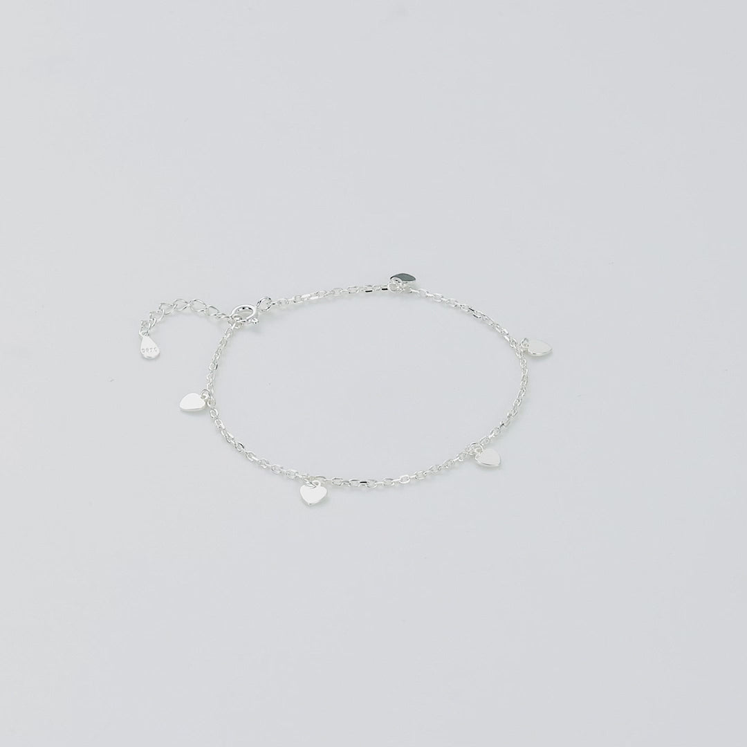 Sterling Silver Heart Charm Bracelet