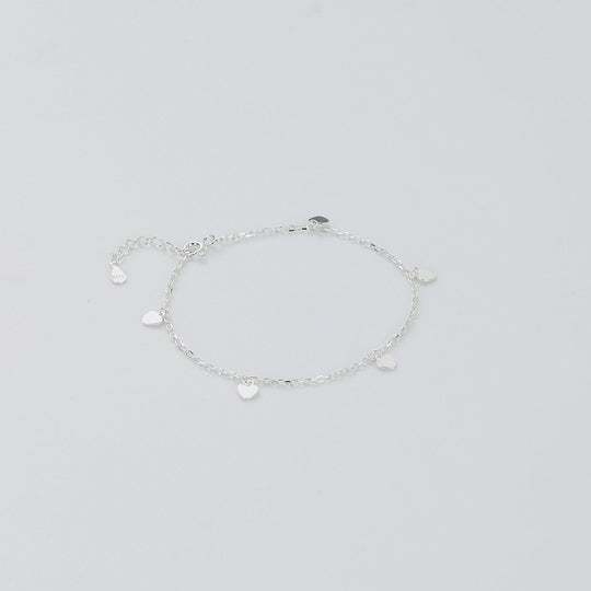 Sterling Silver Heart Charm Bracelet
