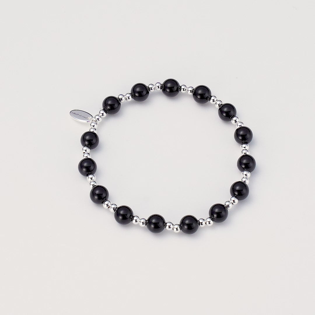Black Onyx Beaded Gemstone Stretch Bracelet