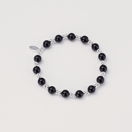 Black Onyx Beaded Gemstone Stretch Bracelet