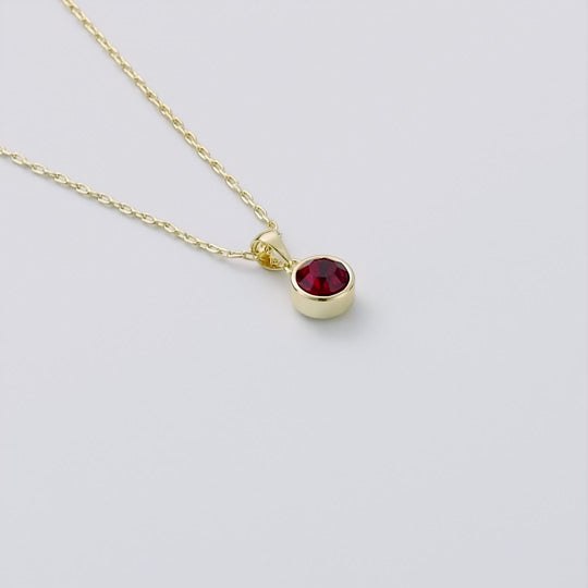 18k Gold Plated Red Crystal Necklace Created with Zircondia® Crystals
