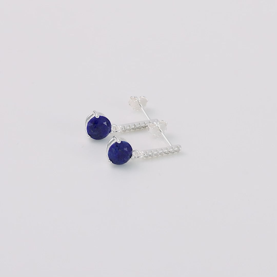 Sterling Silver Lapis Gemstone Drop Earrings