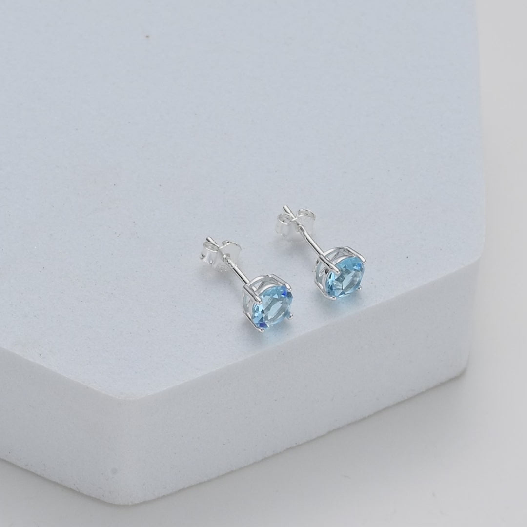 Sterling Silver Light Blue Earrings Created with Zircondia® Crystals Video