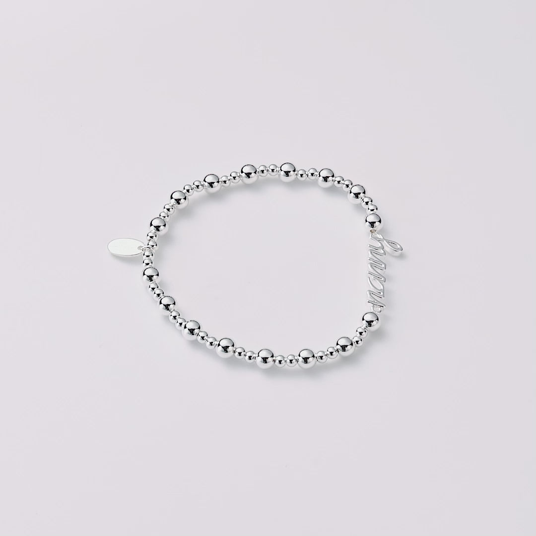 Silver Plated Nanny Beaded Stretch Bracelet
