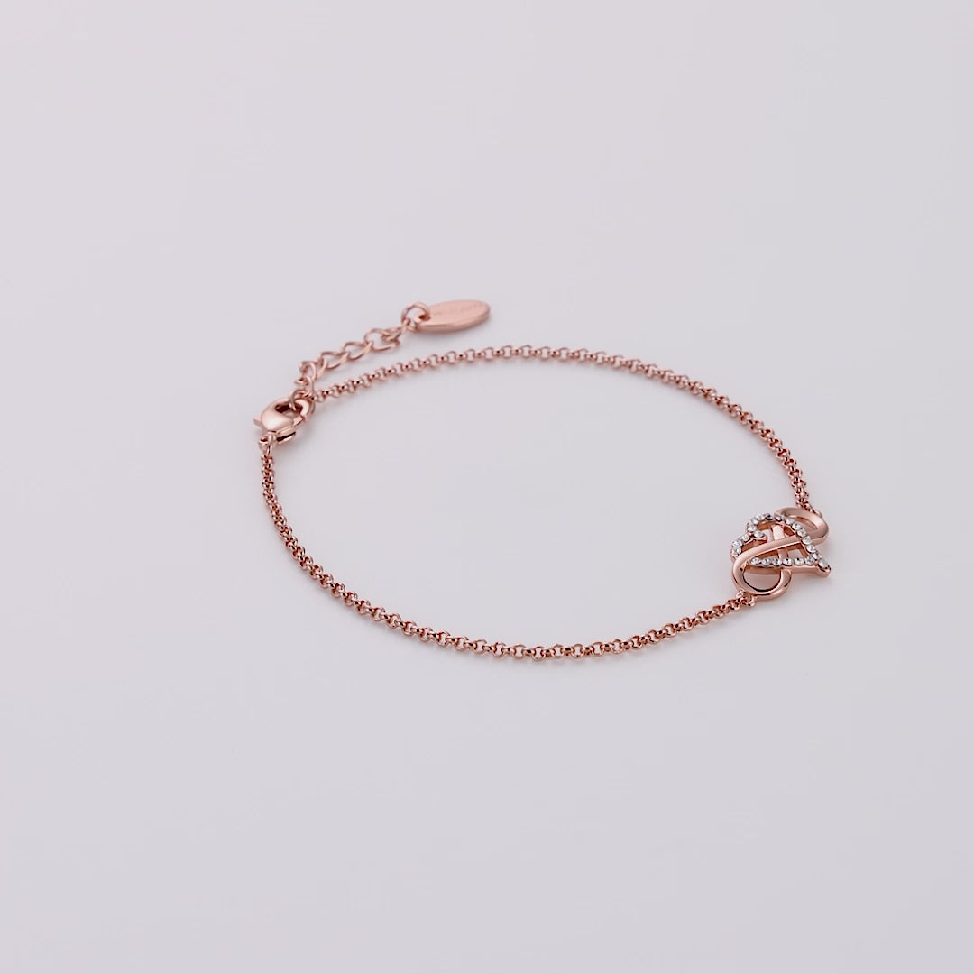 Rose Gold Plated Infinity Heart Bracelet Created with Zircondia® Crystals