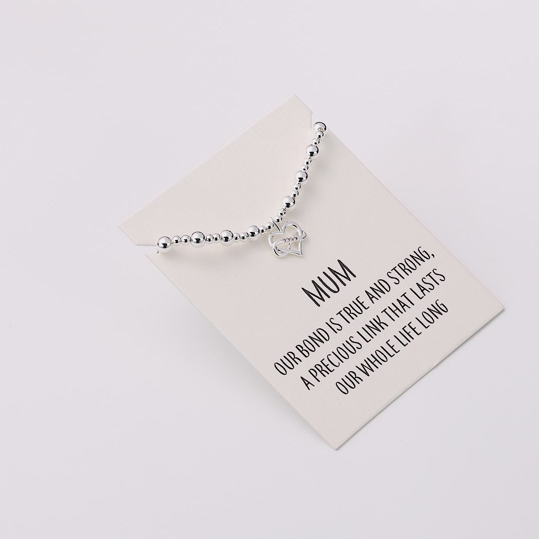 Mum Infinity Heart Beaded Stretch Bracelet with Quote Card