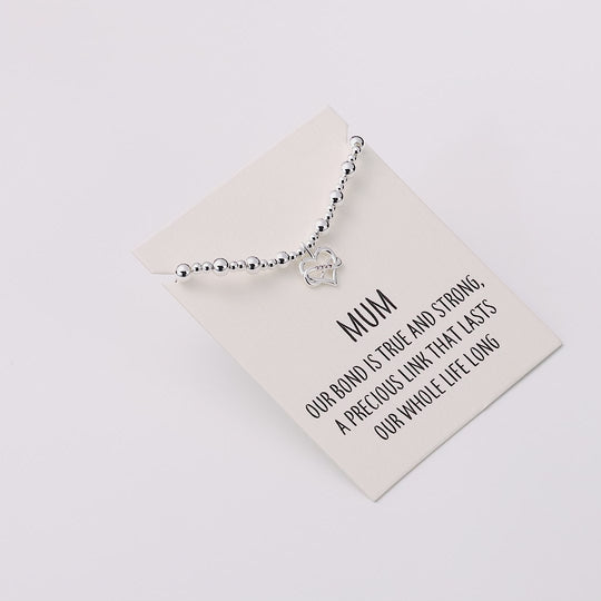 Mum Infinity Heart Beaded Stretch Bracelet with Quote Card