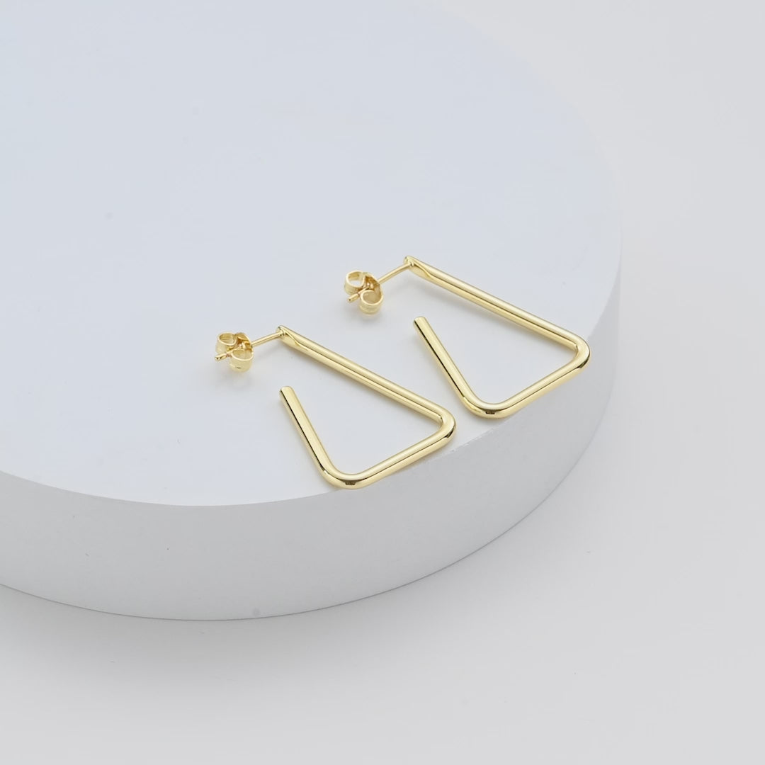 Gold Plated Triangle Hoop Earrings Video