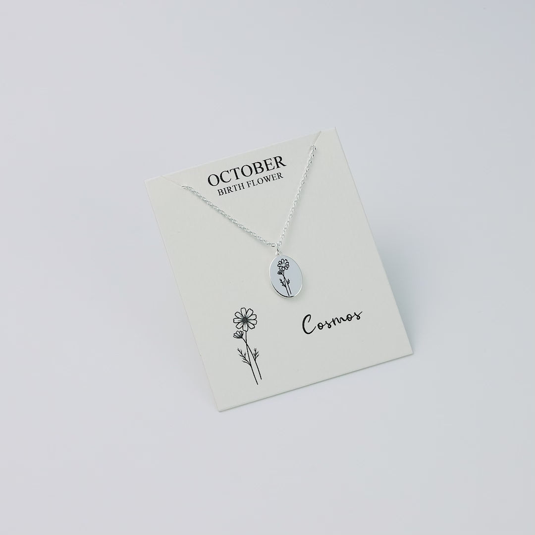 October Birth Flower Cosmos Necklace with Card