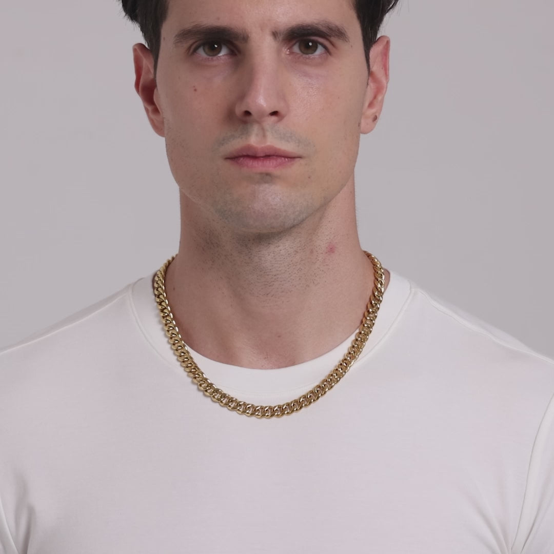 Men's 9mm Gold Plated Steel 18-24 Inch Curb Chain Necklace Video