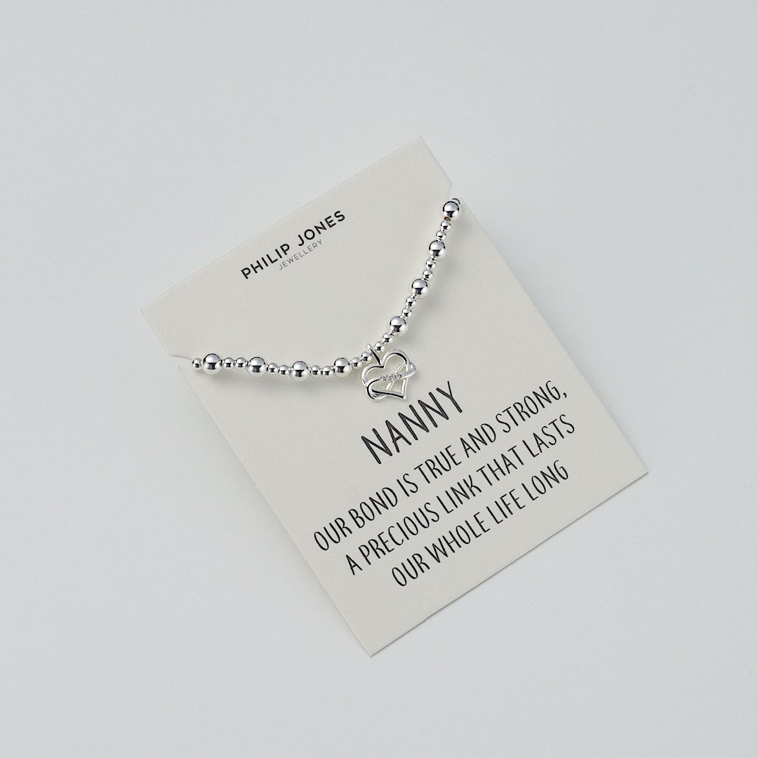 Nanny Infinity Heart Beaded Stretch Bracelet with Quote Card
