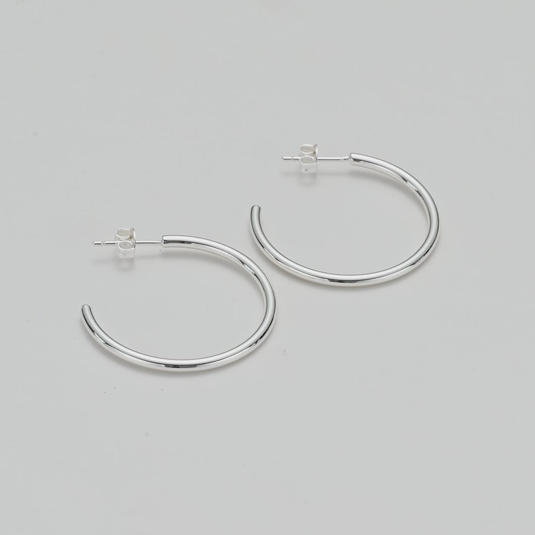 Silver Plated Round Hoop Earrings Video
