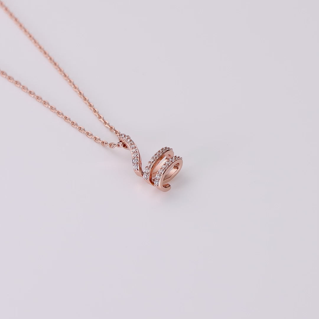 Rose Gold Plated Spiral Twist Necklace Created with Zircondia® Crystals