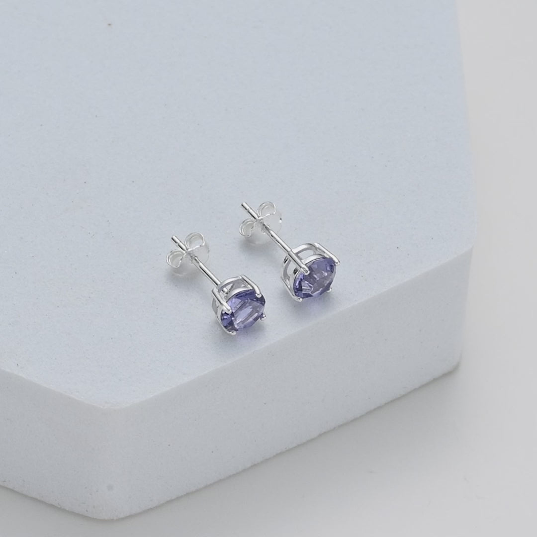 Sterling Silver Light Purple Earrings Created with Zircondia® Crystals Video