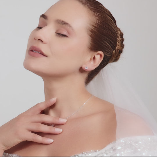 Sterling Silver Bridal Heart Solitaire Set Created with Zircondia® Crystals