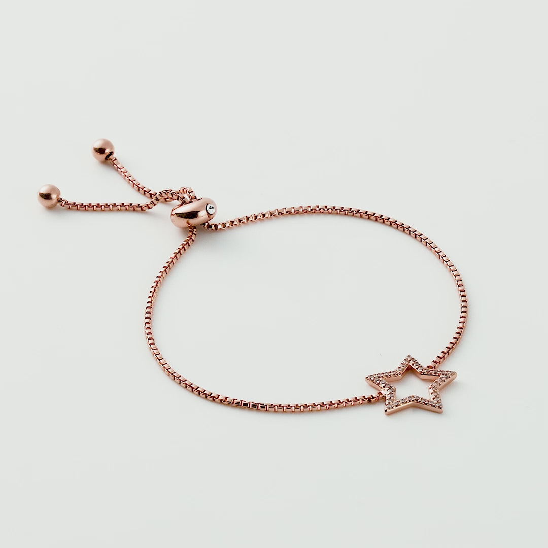 Rose Gold Plated Star Friendship Bracelet Created with Zircondia® Crystals Video