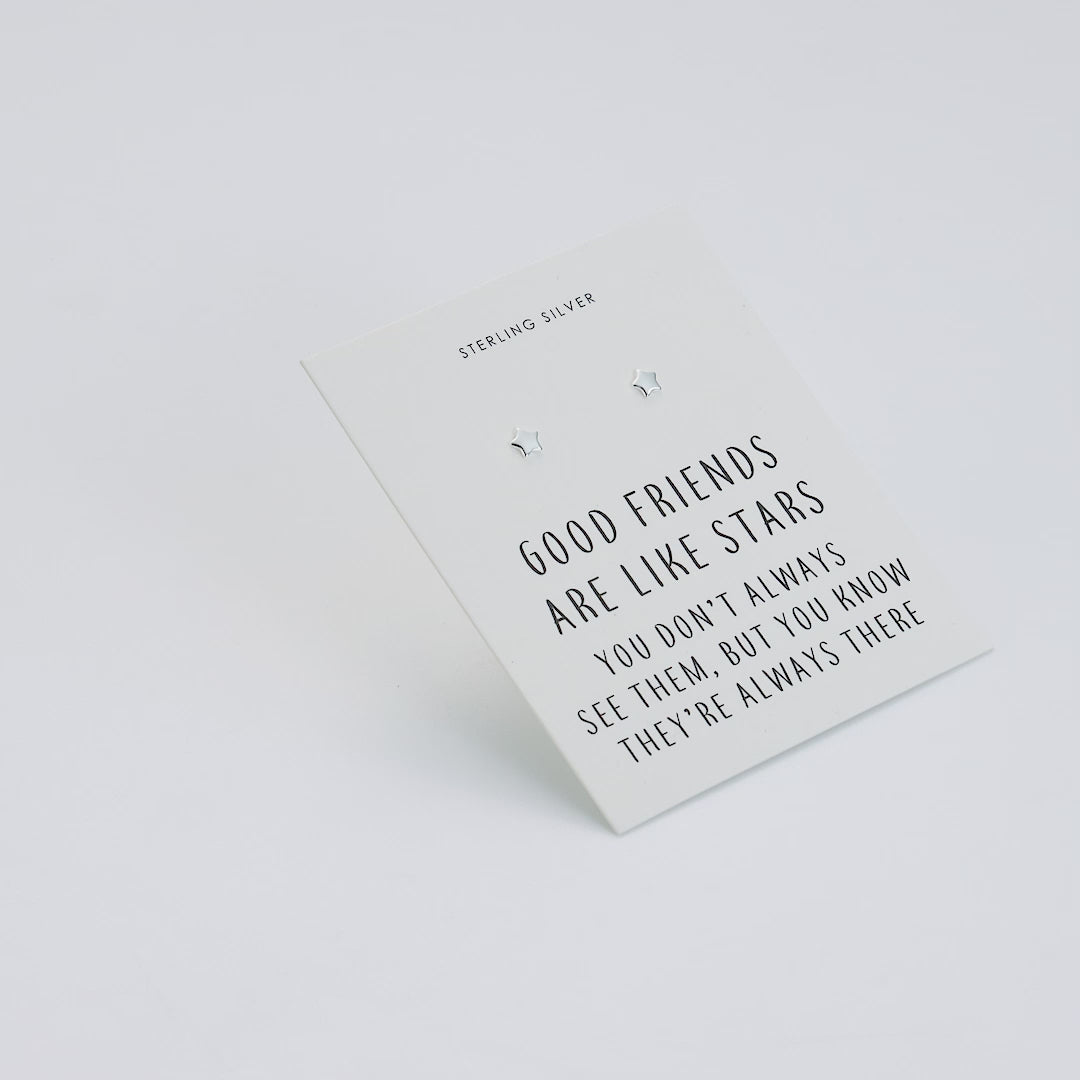 Sterling Silver Friendship Quote Star Earrings