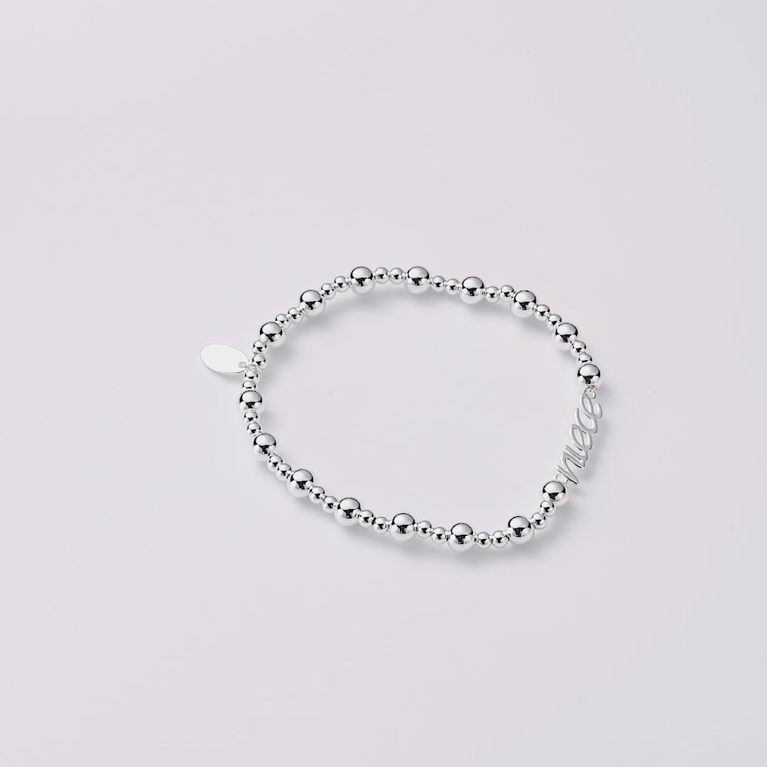 Silver Plated Niece Beaded Stretch Bracelet