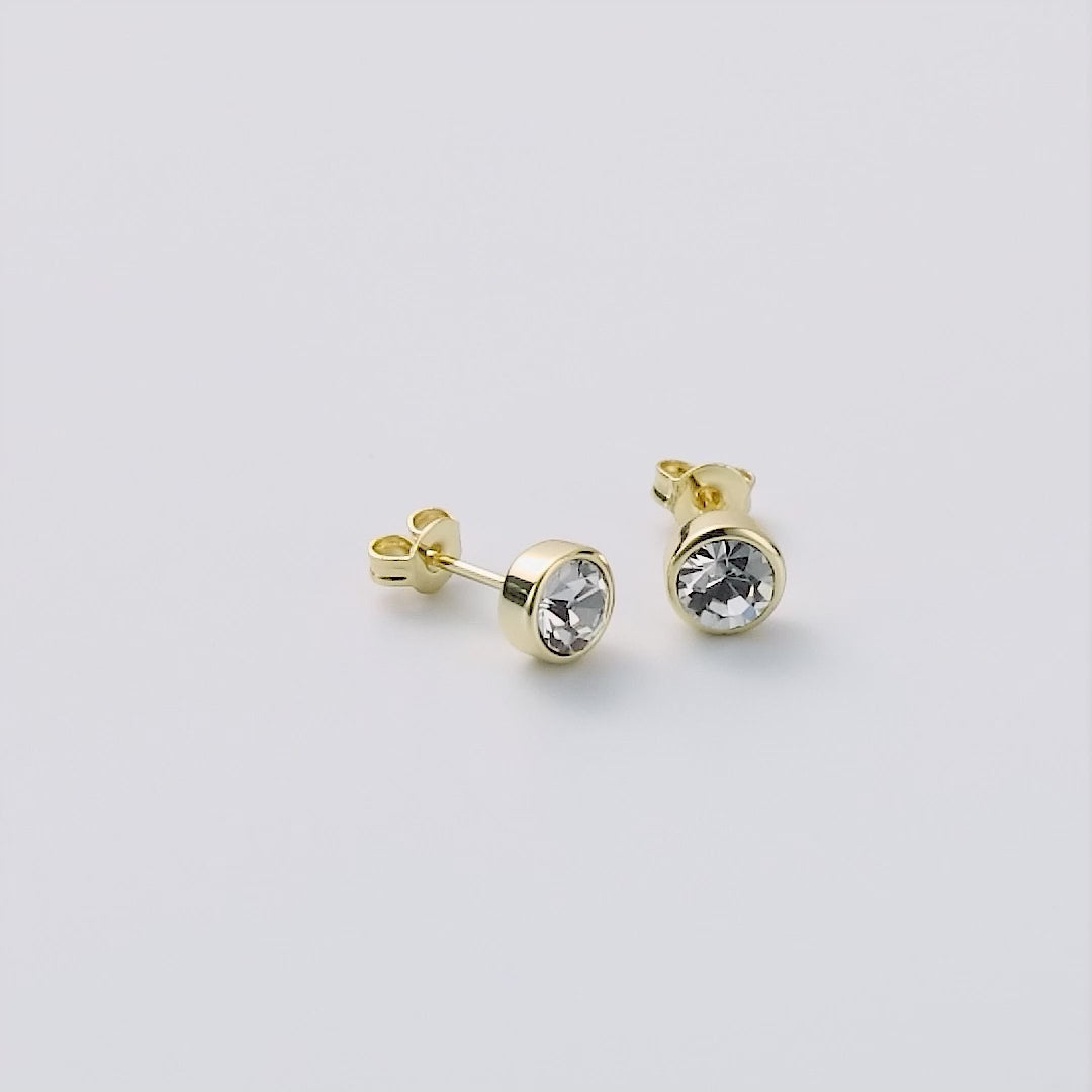 18k Gold Plated Clear Crystal Stud Earrings Created with Zircondia® Crystals