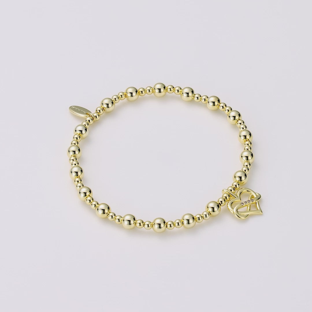 Gold Plated Infinity Heart Beaded Stretch Bracelet