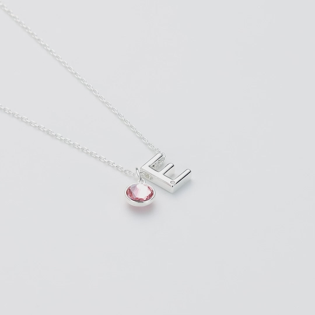 Initial E Necklace with Birthstone Charm Created with Zircondia® Crystals