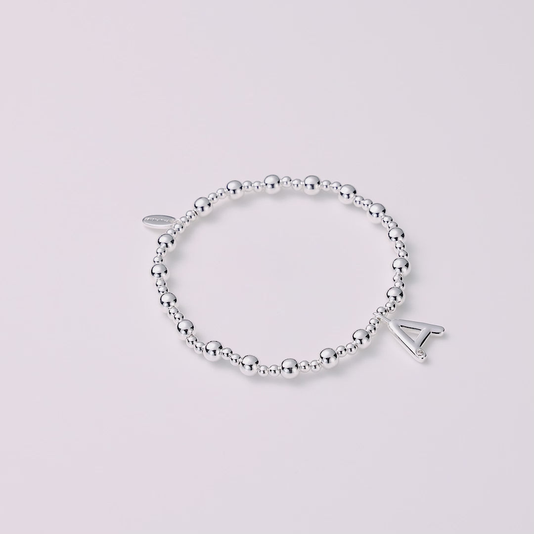 Letter A Initial Stretch Bracelet Created with Zircondia® Crystals