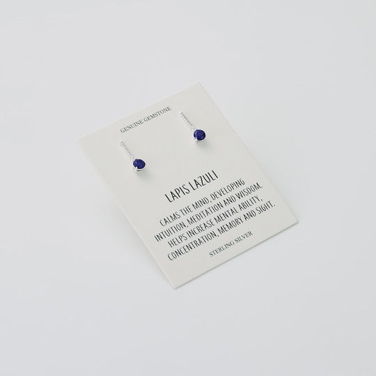 Sterling Silver Lapis Gemstone Drop Earrings with Quote Card