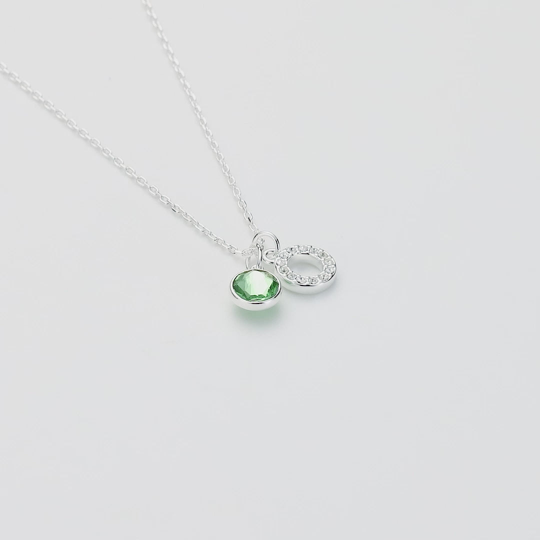 Pave Initial O Necklace with Birthstone Charm Created with Zircondia® Crystals