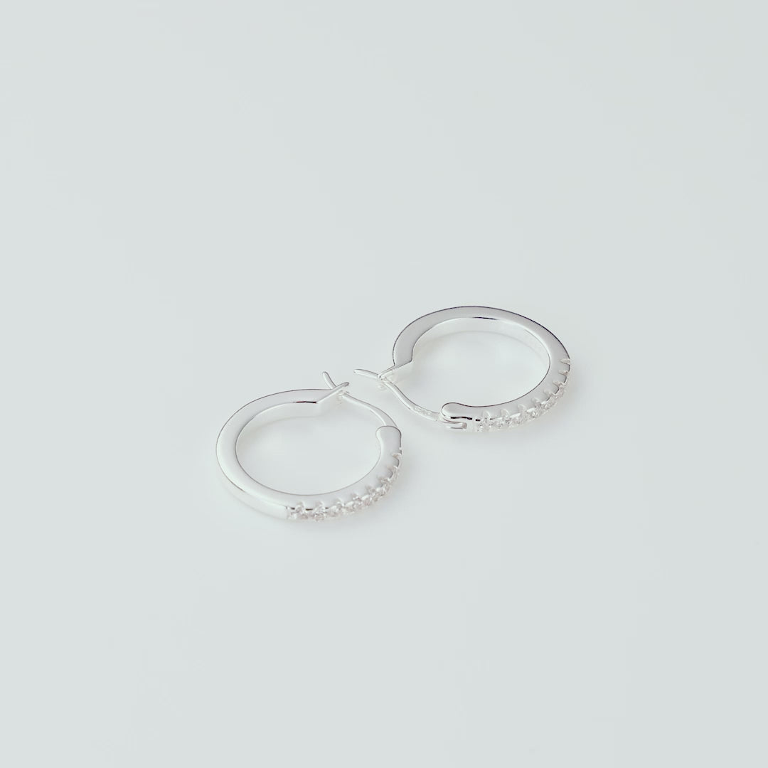 Sterling Silver Crystal Hoop Earrings Created with Zircondia® Crystals