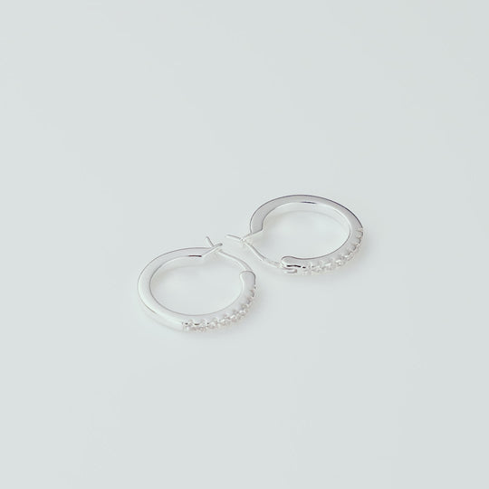 Sterling Silver Crystal Hoop Earrings Created with Zircondia® Crystals