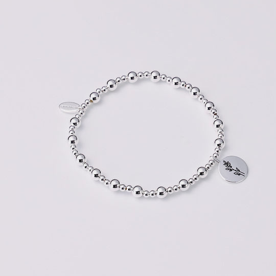 December Birth Flower Holly Berry Beaded Stretch Bracelet