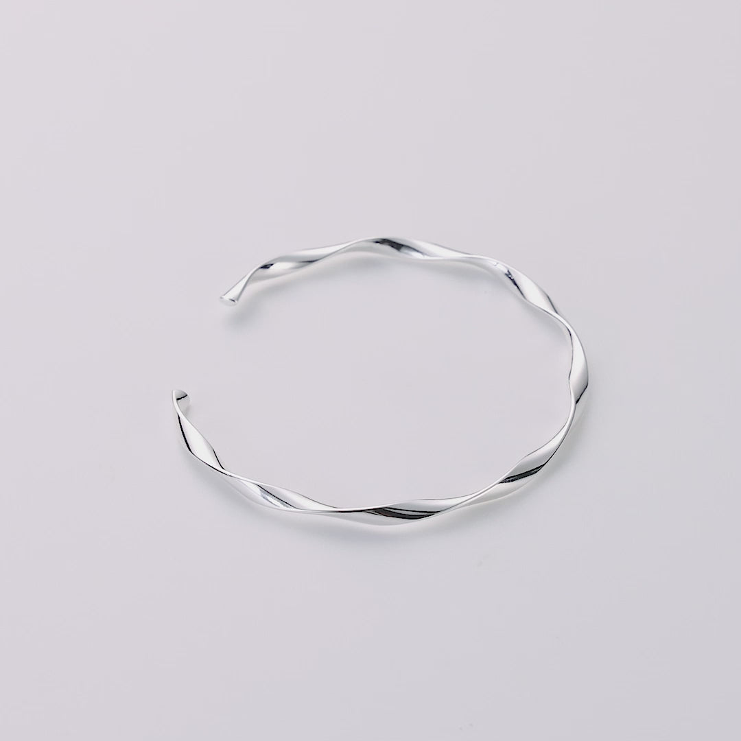 Silver Plated Spiral Cuff Bangle