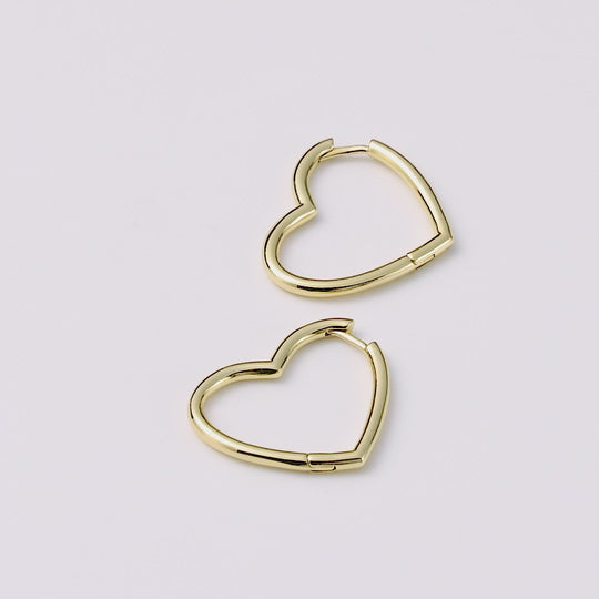 18k Gold Plated Heart Hoop Earrings