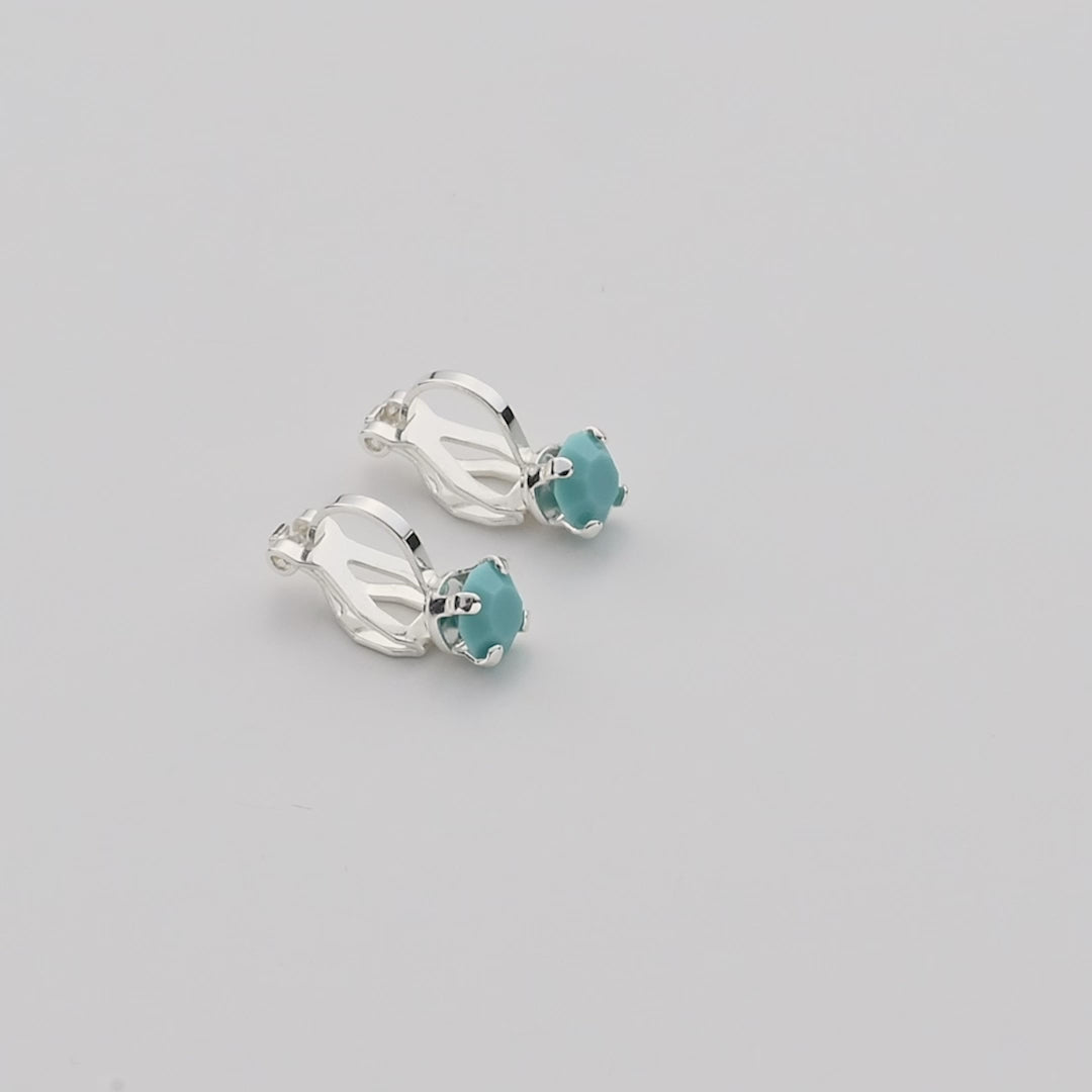 December (Turquoise) Birthstone Clip On Earrings Created with Zircondia® Crystals Video