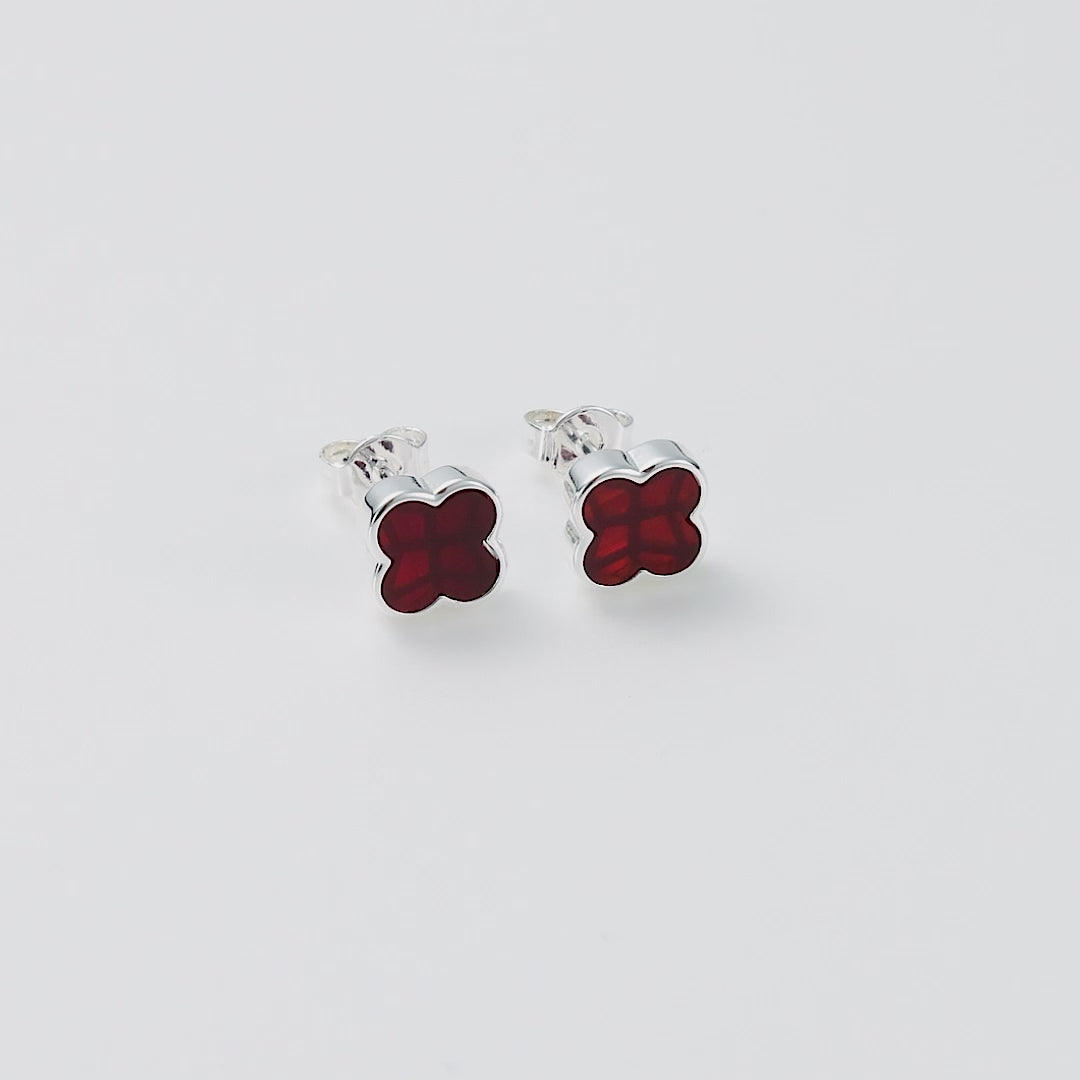 Carnelian Gemstone Clover Earrings