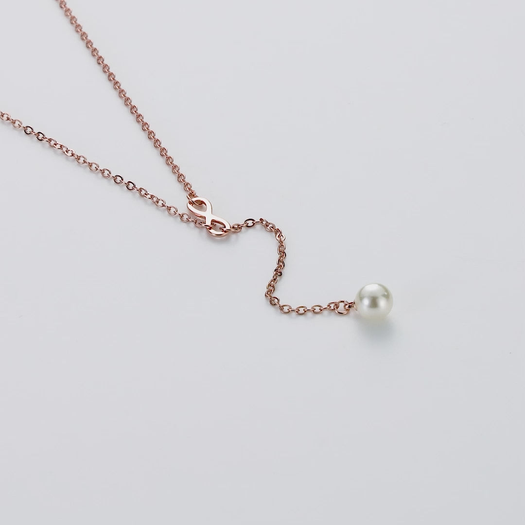 Rose Gold Plated Infinity Pearl Necklace