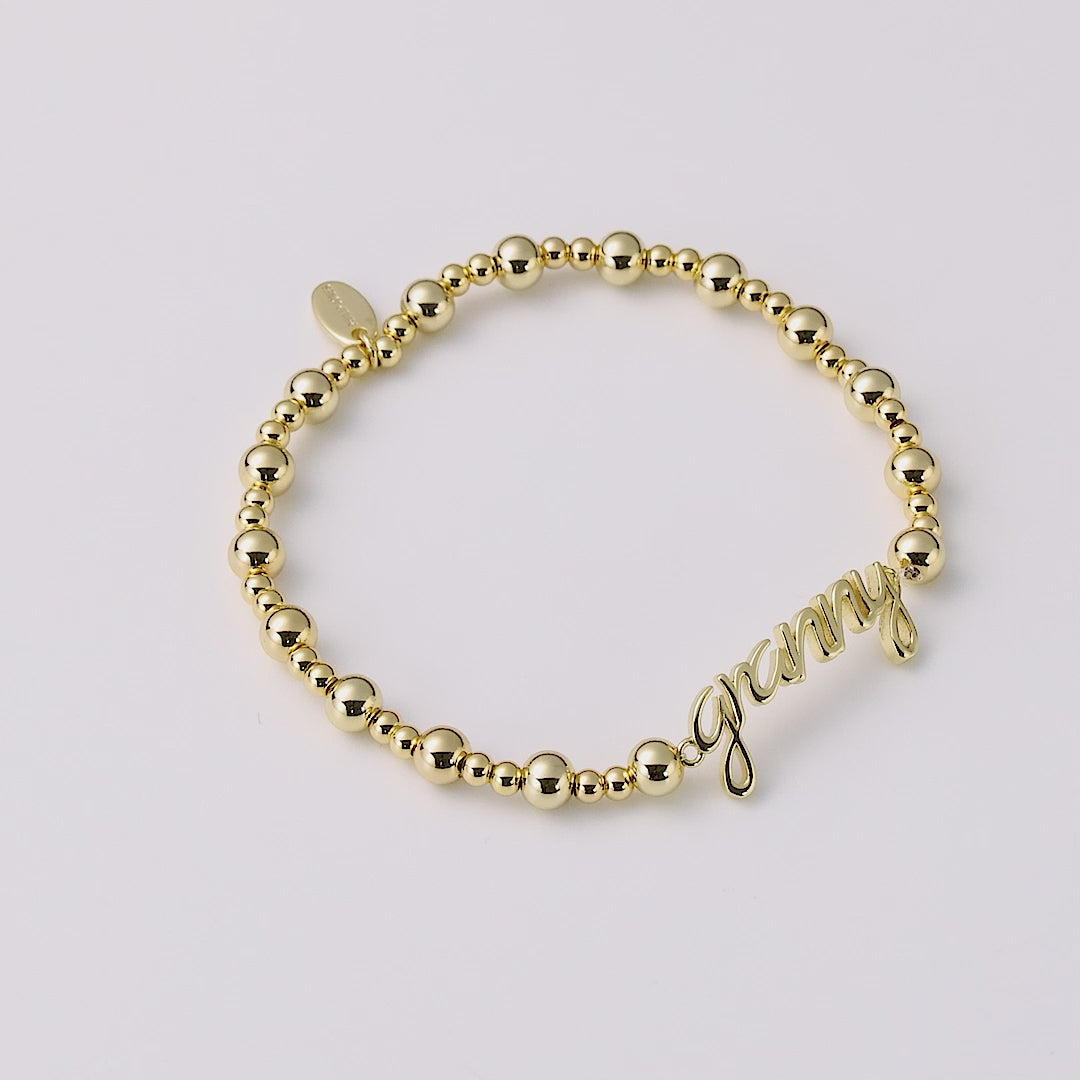 18k Gold Plated Granny Beaded Stretch Bracelet