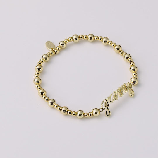 18k Gold Plated Granny Beaded Stretch Bracelet