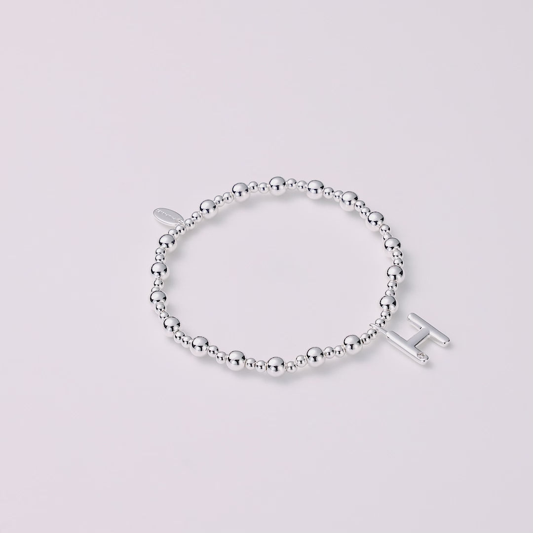 Letter H Initial Stretch Bracelet Created with Zircondia® Crystals