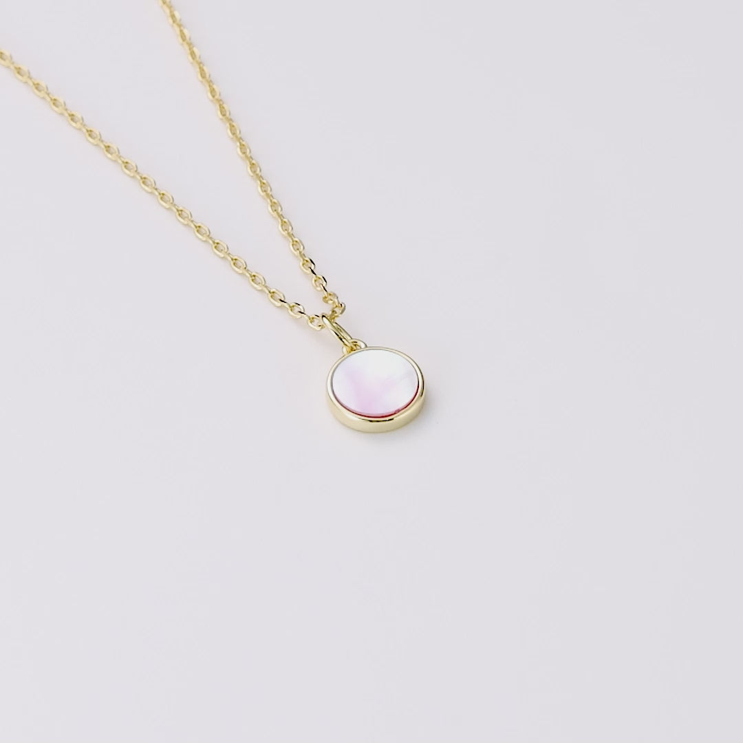 18k Gold Plated Pink Mother of Pearl Necklace