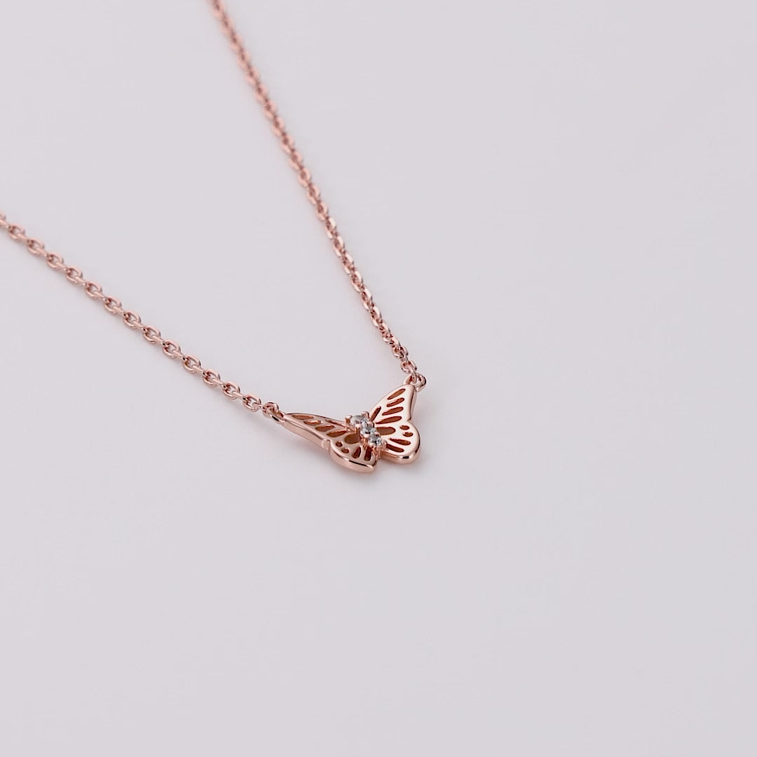 Rose Gold Plated Butterfly Necklace Created with Zircondia® Crystals