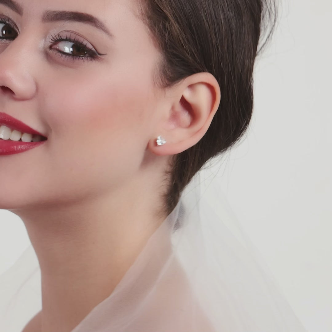 Sterling Silver I Couldn't Say I Do Without You Heart Earrings with Zircondia® Crystals