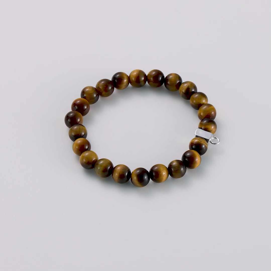 Tiger's Eye Gemstone Charm Stretch Bracelet